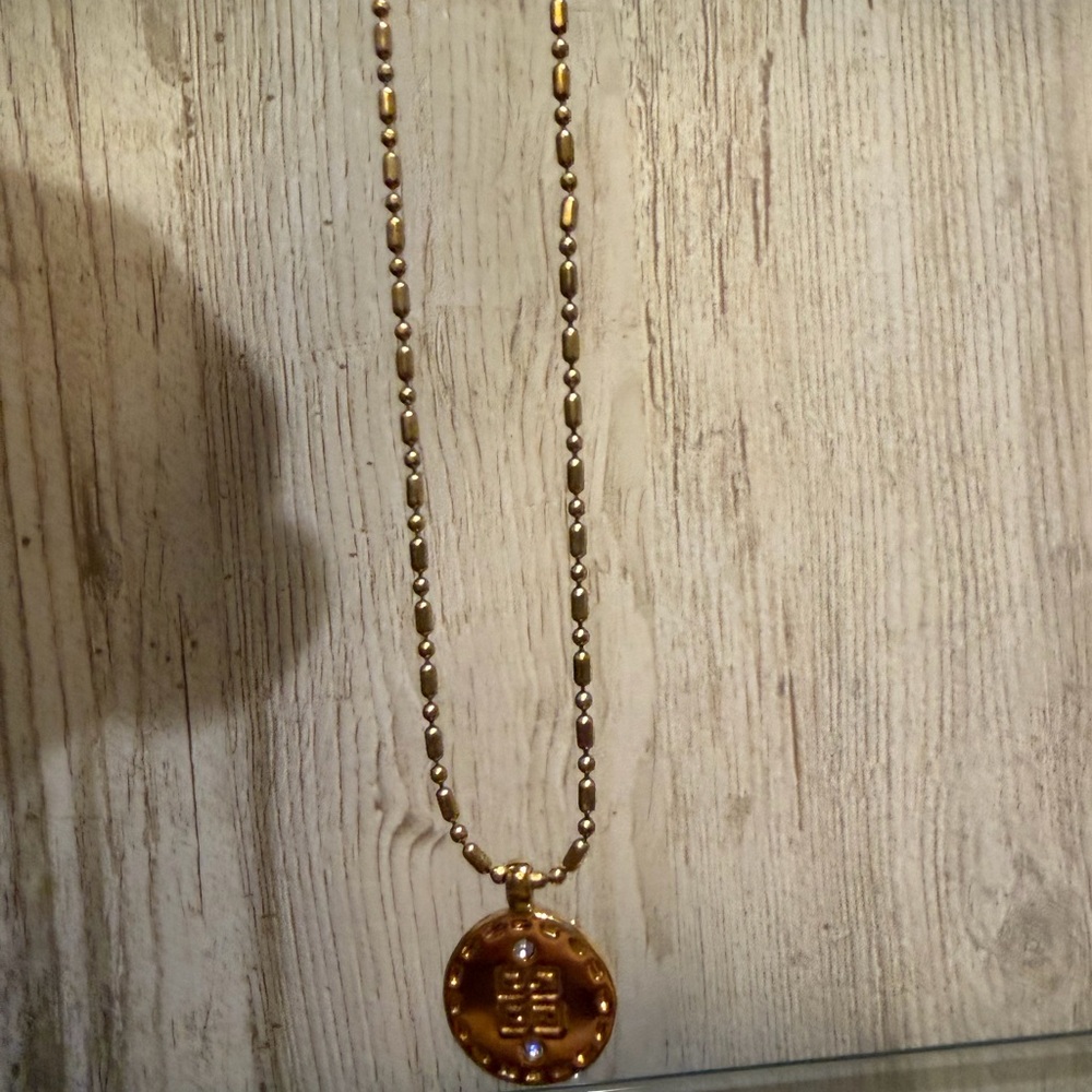 Givenchy Gold Beaded Pendant Necklace